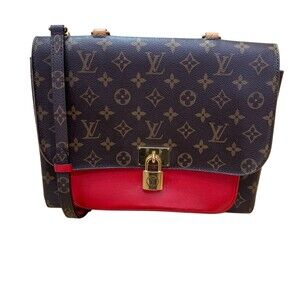 Louis Vuitton Red Brown Marignan Shoulder Monogram Bag Beige